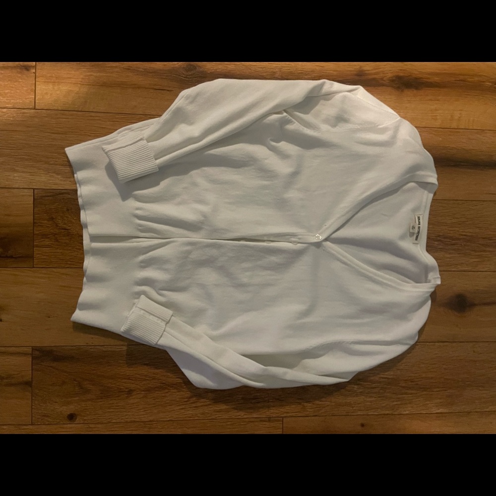 White button up sweater